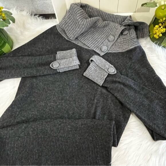 NEW Banana Republic Wool Cashmere Classic Two Tone Ribbed Cowl Neck Sweater XS - Picture 9 of 16